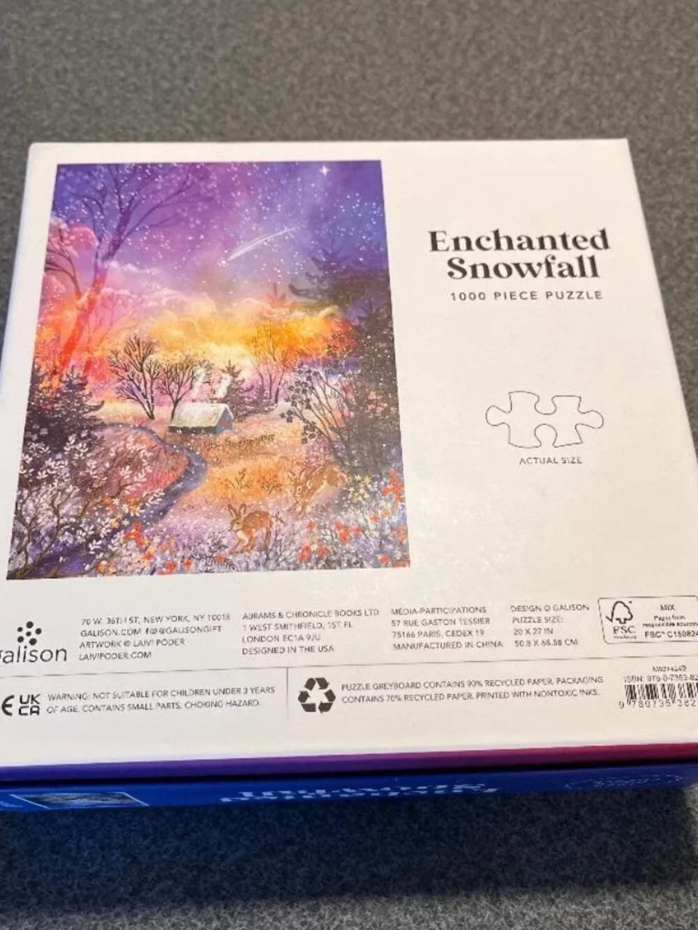 Galison 1000 Piece Puzzle with Winter Scene- “Enchanted Snowfall” LIKE NEW